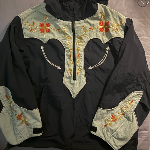 캐피탈 나일론 플라워 파카 블랙 민트 바람막이 자켓 점퍼