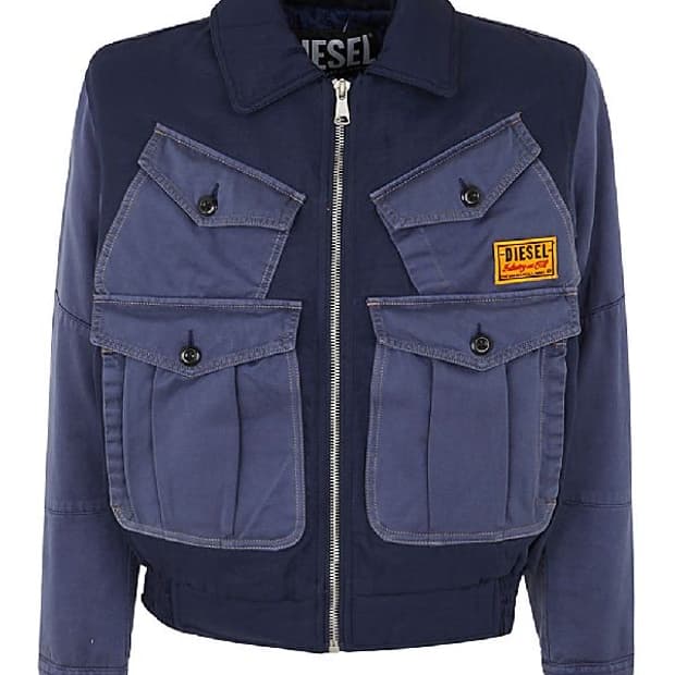 DIESEL-로고 패치 포켓 장식 믹스 패딩자켓