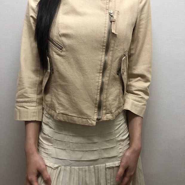 빈티지 베이지 펑크 코튼 자켓