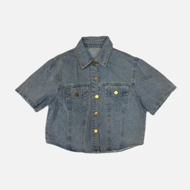 빈티지 반팔 청자켓