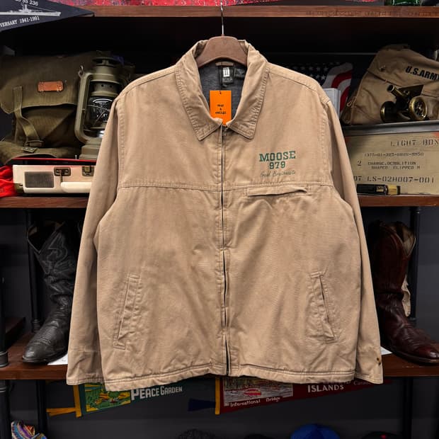 90s 빈티지 Moose 프린팅 블랭킷 라이닝 워크 디트로이트 자켓