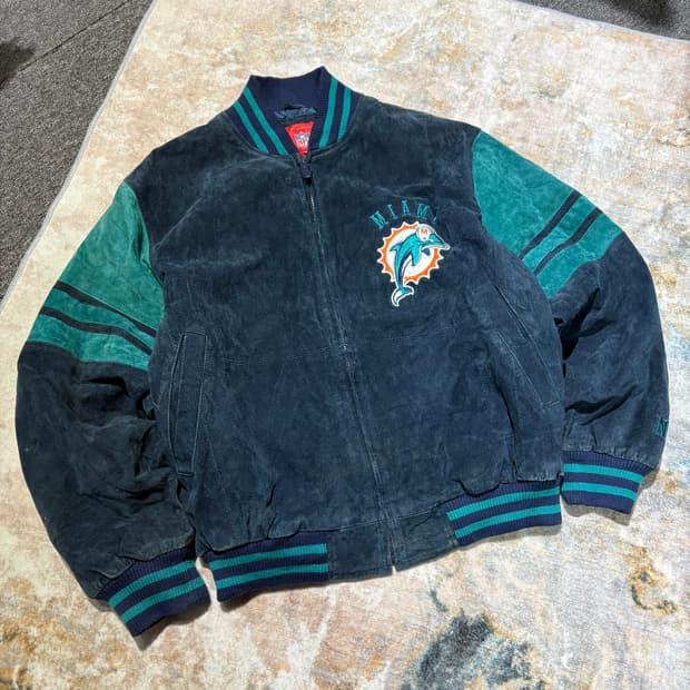 NFL 마이애미 돌핀스 바시티 가죽레더자켓