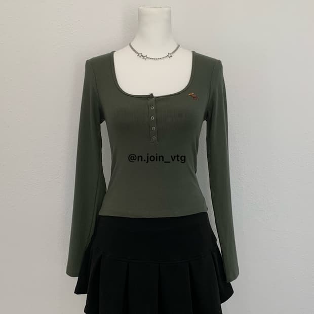 아베크롬비 헨리넥 올리브 카키 그린 롱슬리브