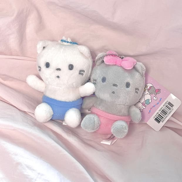 냐니뉴녜뇽 키링 일괄 / 백참 인형 회색 빈티지 산리오 네코 모임