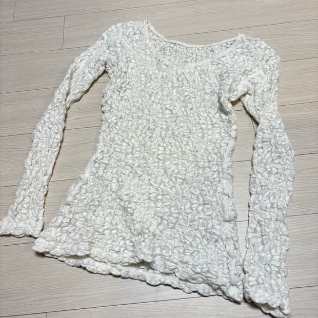 빈티지 시스루 레이스 탑 화이트 55-66사이즈