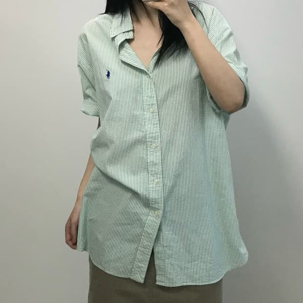 폴로 랄프로렌 스트라이프 시어서커 반팔 셔츠