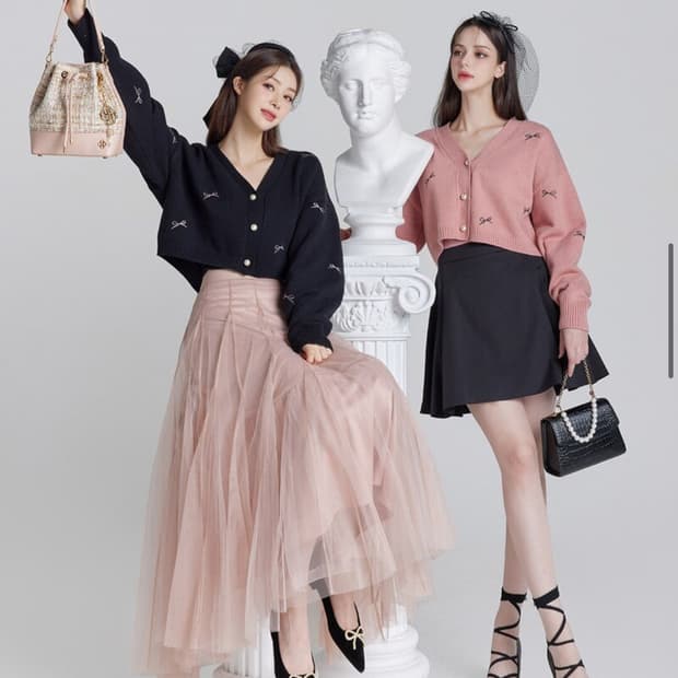 (1회착용) 그레이스유 marie knit 가디건 블랙