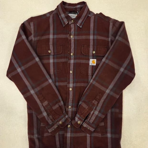 하트 셰르파 라인드 플란넬 셔츠 자켓 -마호가니 체크