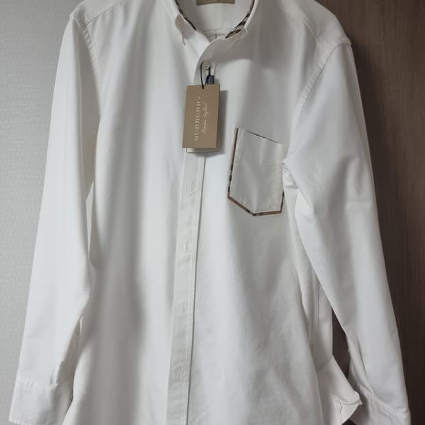 XL 버버리 포켓체크 남성 화이트 셔츠