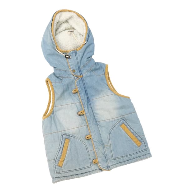 Petit Fleur 쁘띠플뢰르 빈티지 데님 양털 후드 베스트