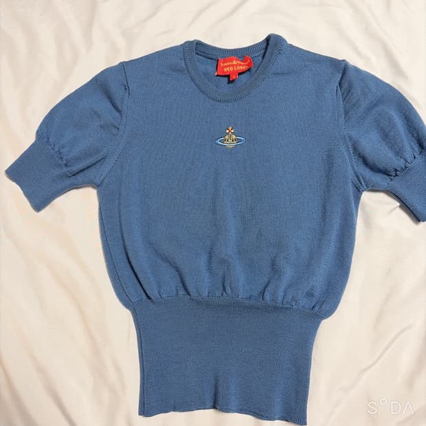 비비안웨스트우드 블루 니트 반팔티 레드라벨