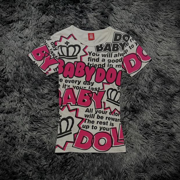 BABY DOLL 핫핑크 팝레터링 빈팔 티셔츠
