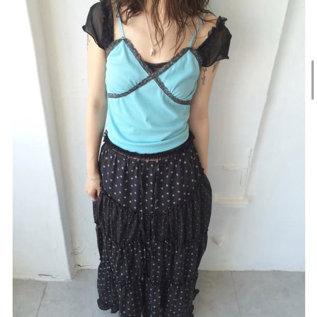 치리리 도트 롱 스커트