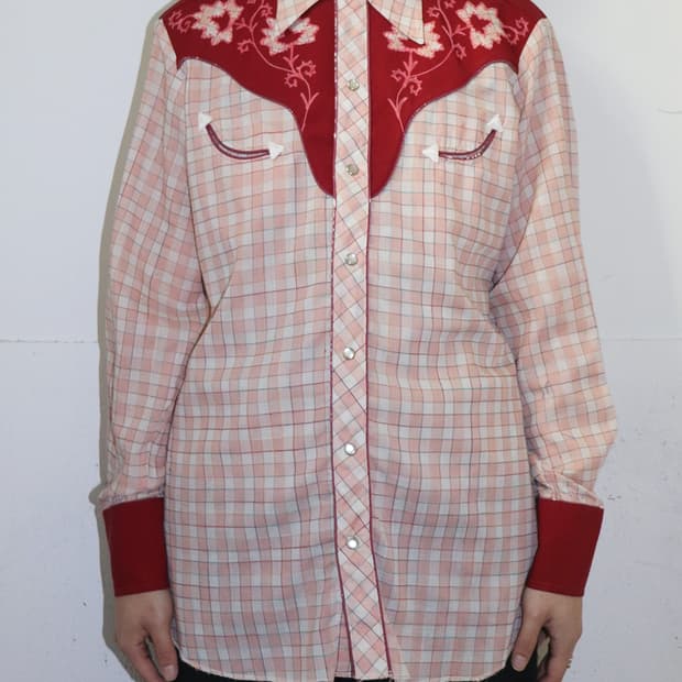 아메리칸 빈티지 엠브로이더리 체크 웨스턴 셔츠