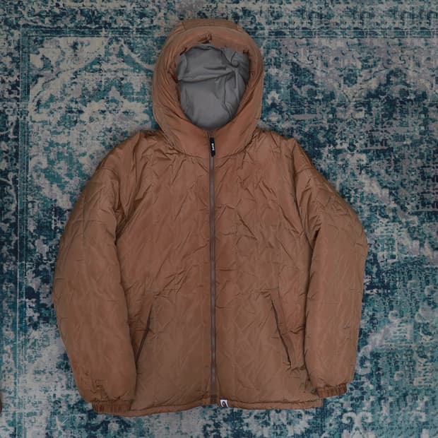 Bape 베이프 23FW 베이프스타 퀄팅 다운 후드 자켓 브라운 XL