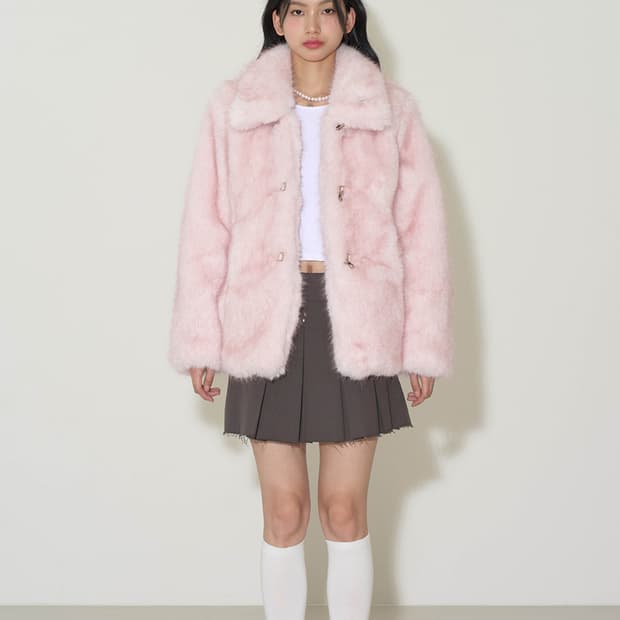 (새상품) 일리고 시어링 퍼 자켓 핑크