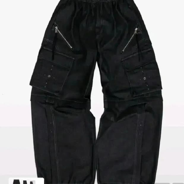 알에스에스씨 x 포그 서비스 리벳 카고 데님 팬츠 블랙2시이즈