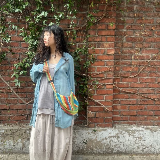 무지개 줄무늬 크로스백