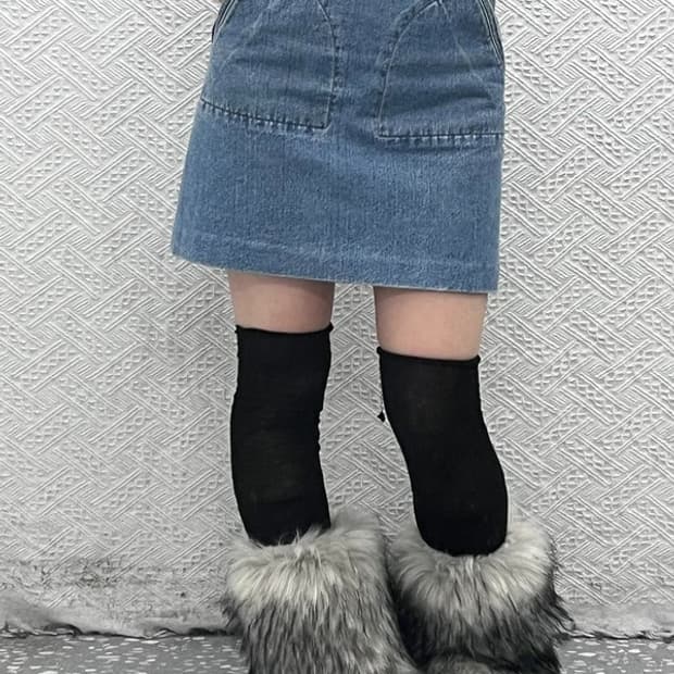 아페쎄 캐주얼 유니크 빅포켓 미니스커트 데님 청치마 34 C08587