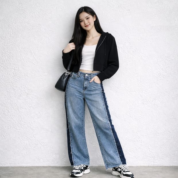 AG 아드리아노 골드슈미드 패널 리워크 와이드 데님 팬츠