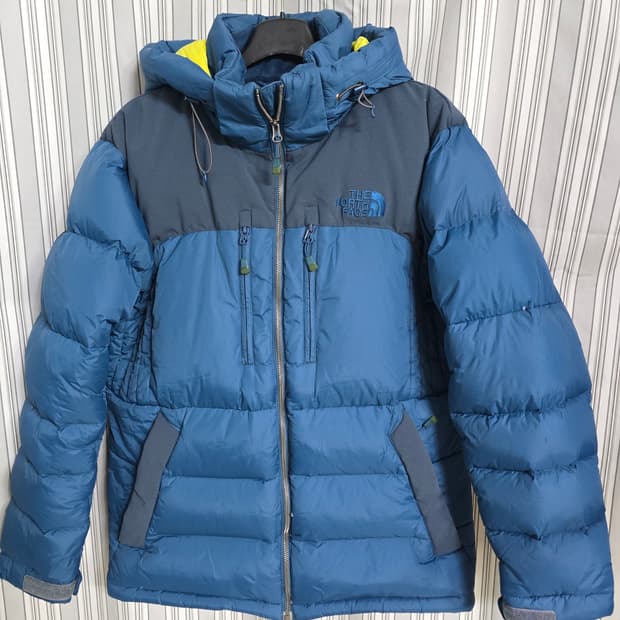 (100) 노스페이스 블루/네이비 후드 구스다운 패딩 자켓