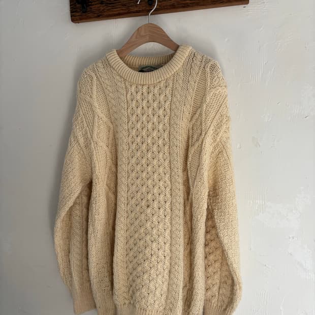 아란크래프트 베이지 피셔맨 울 니트