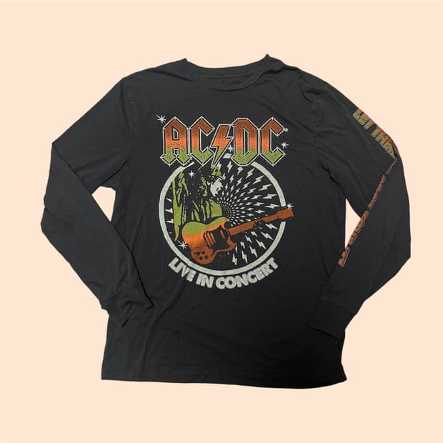 AC/DC 1977 라이브 콘서트 롱슬리브 차콜 L
