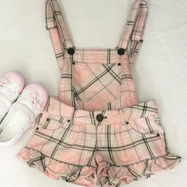 Lizlisa 리즈리사 멜빵반바지 리즈리사숏팬츠 갸루반바지 히메갸루라떼갸