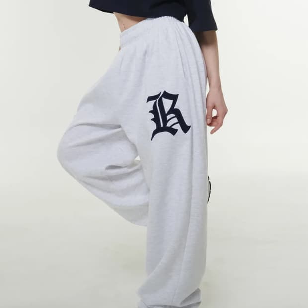 테이크이지 우먼스 R로고 와이드 팬츠 화이트멜란지