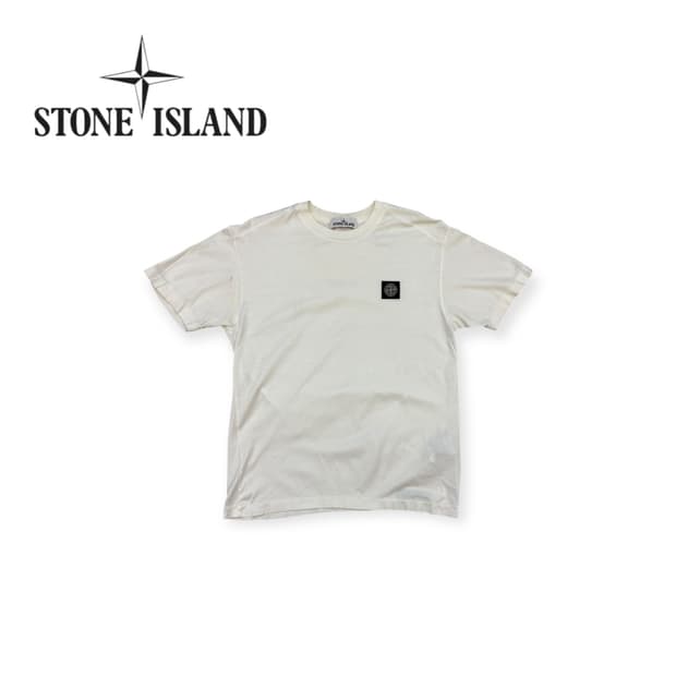 스톤아일랜드 로고 화이트 티셔츠