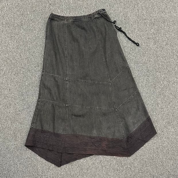 M)Japanese vintage 레이스 밴딩 흑청 스커트