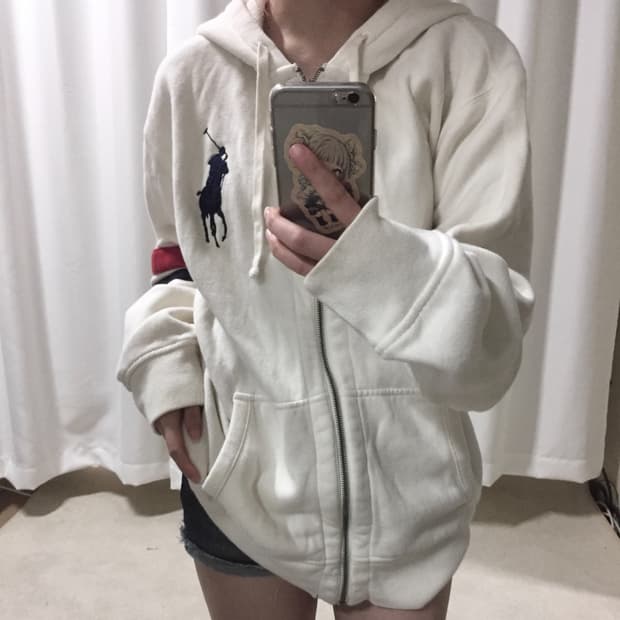 폴로 랄프로렌 화이트 빅포니 후드집업