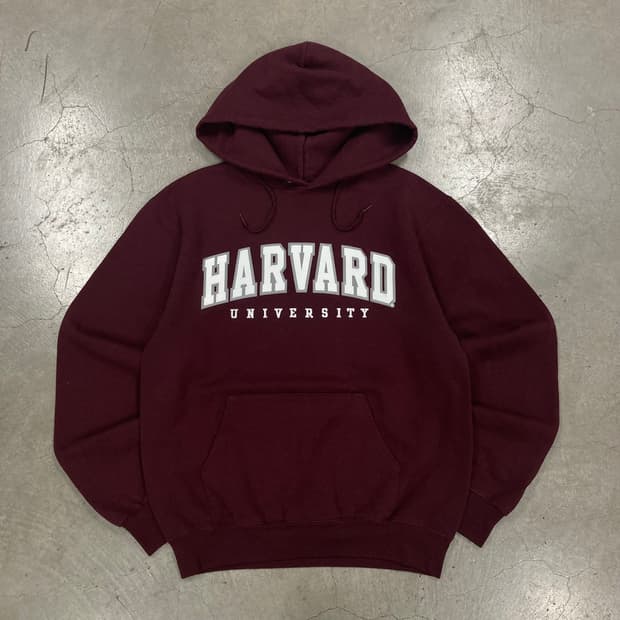 챔피온 버건디 컬러 하버드 스펠아웃 후드티