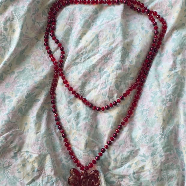 빈티지 오리엔탈 나비 비즈 목걸이 보타이