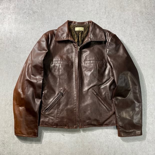 [46] FLORENS 플로렌스 이태리 메이드 베라펠레 브라운 레더자켓