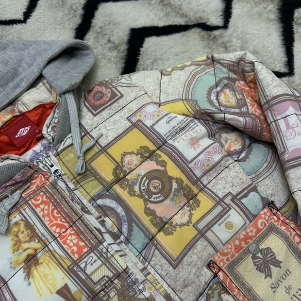 [36]오일릴리 후드 푸퍼 숏 패턴 패딩