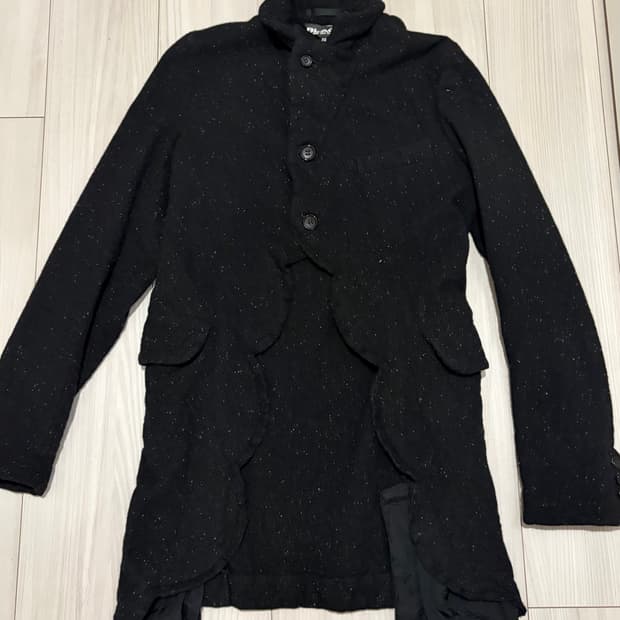 꼼데가르송 블랙 울 축융 프릴 자켓 xs