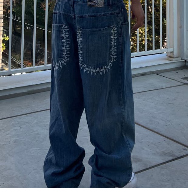 빈티지 자수 힙합팬츠