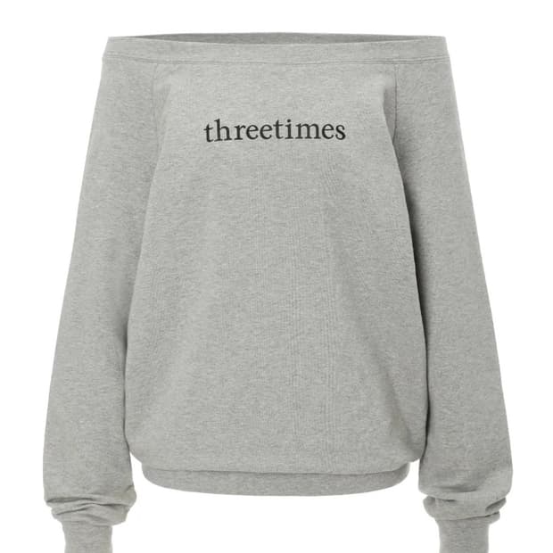 쓰리타임즈 베이직 로고 탑 오프숄더 맨투맨