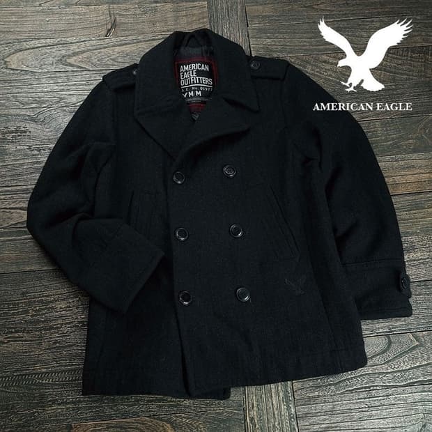 [아메리칸이글] 로고 자수 모직 더플 피코트 하프 코트 M19668