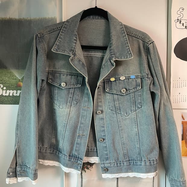 [상태최상] 레이스 포인트 데님 자켓