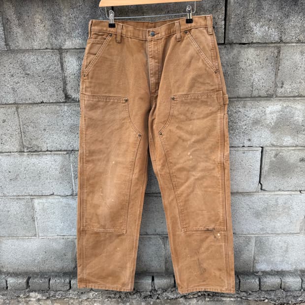 칼하트 빈티지 b136 브라운 더블니 카펜터 워크 팬츠 34/32