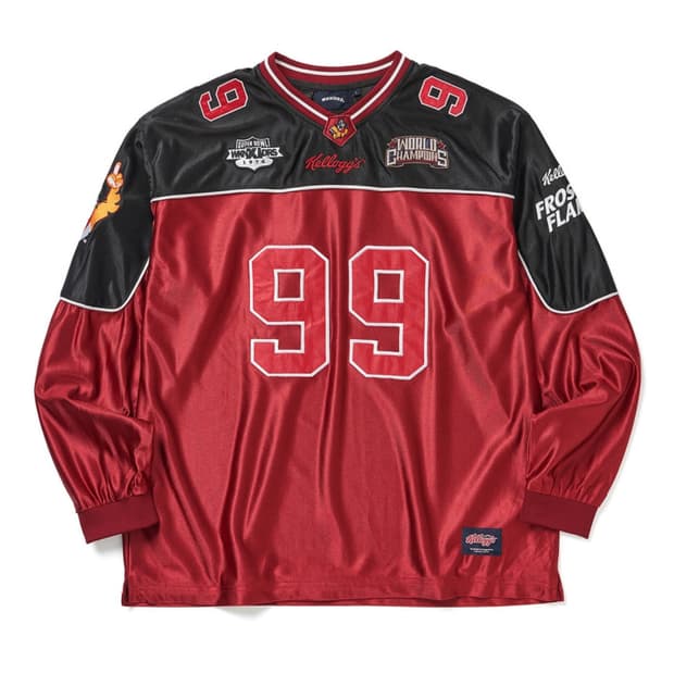 위캔더스 켈로그 콜라보 풋볼 저지 져지 레이싱 빈티지 버건디 스포티 레드