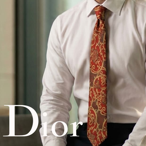 디올 브라운 오리엔탈 패턴 넥타이 8.9cm A+~A등급 K2565

