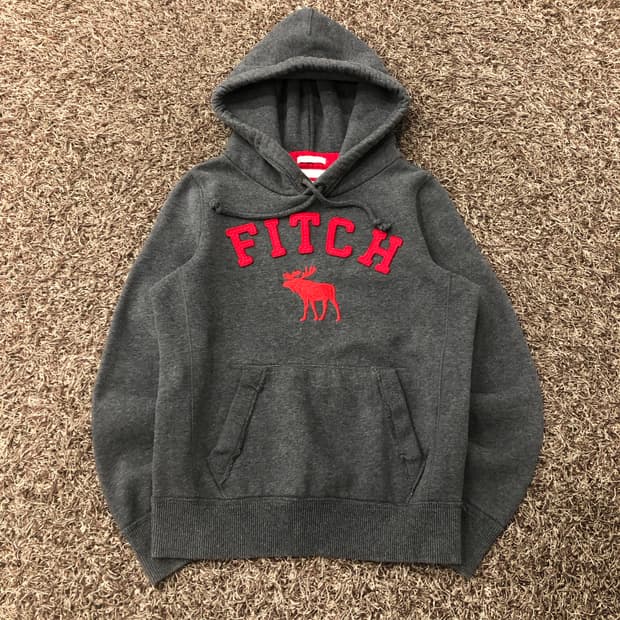 아베크롬비 로고 그레이 후드티