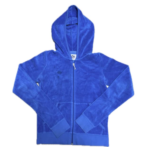Y2k 쥬시꾸뛰르 블루 벨벳 후드 집업