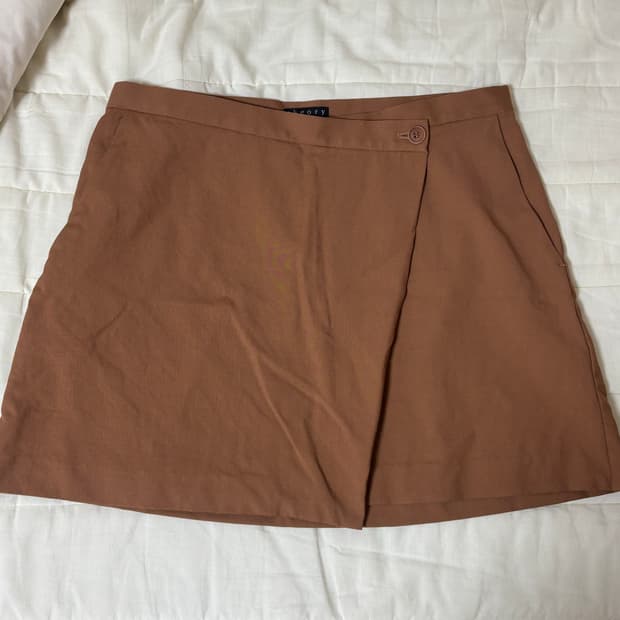 띠어리 브라운 랩스커트 미니 스커트