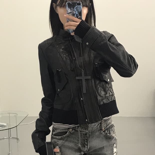 Jpn Black Sheepskin leather jacket