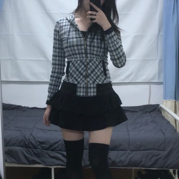 JPN 체크패턴 후드집업