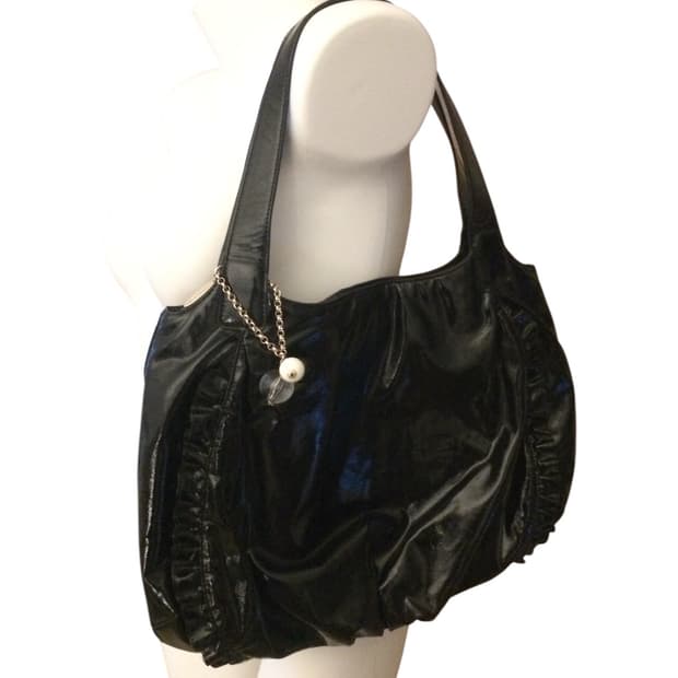 y2k 레더 프릴 숄더백 참 포함